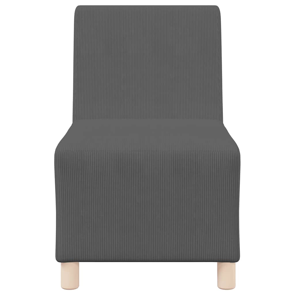 Poltrona sem braços 55 cm tecido corduroy cinzento-escuro