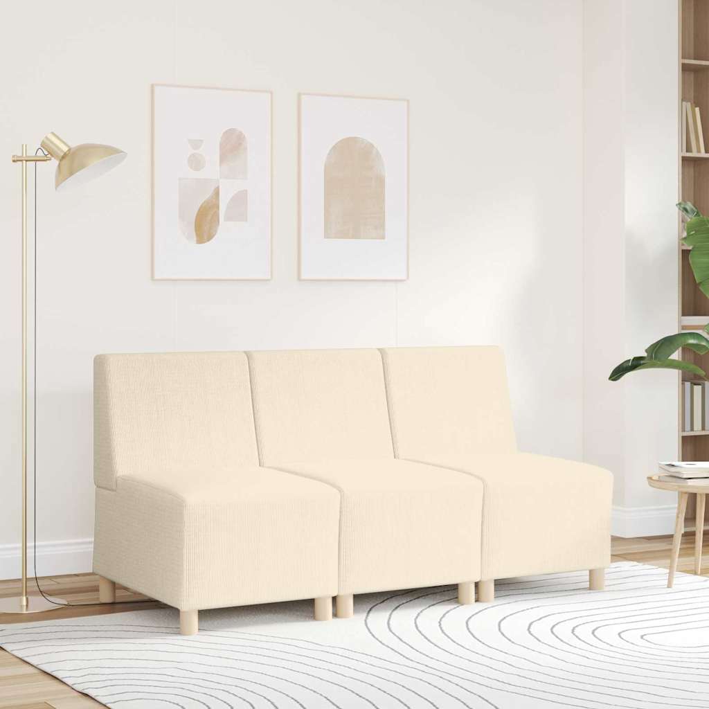 Poltrona sem braços 55 cm tecido corduroy creme