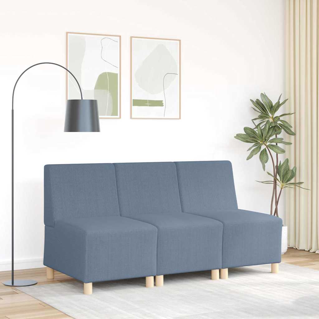 Poltrona sem braços tecido corduroy 55 cm azul