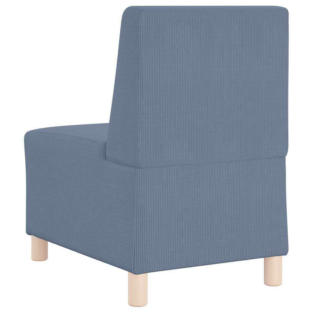 Poltrona sem braços tecido corduroy 55 cm azul