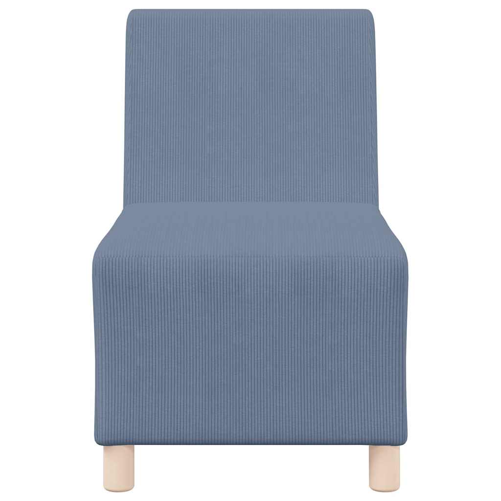 Poltrona sem braços tecido corduroy 55 cm azul