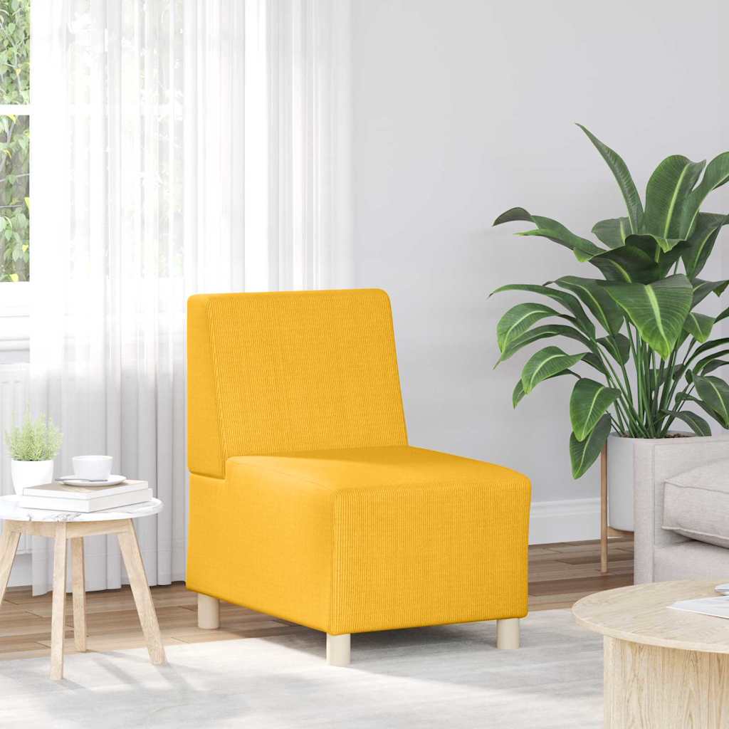 Poltrona sem braços 55 cm tecido corduroy amarelo-claro