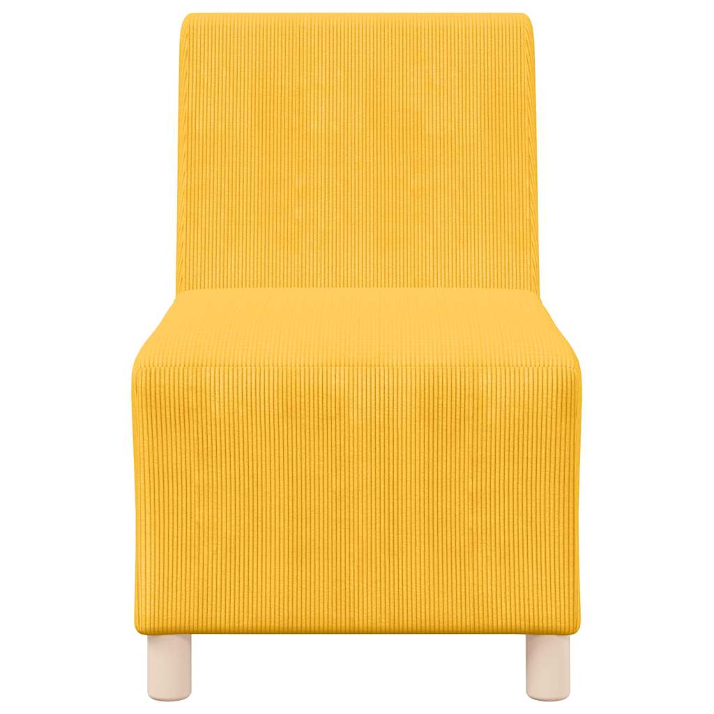 Poltrona sem braços 55 cm tecido corduroy amarelo-claro