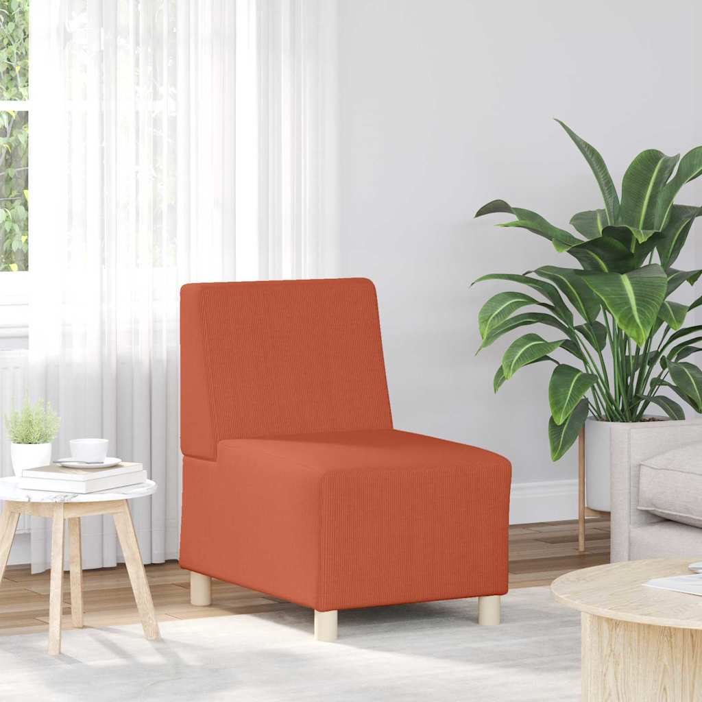 Poltrona sem braços 55 cm tecido corduroy laranja vermelho