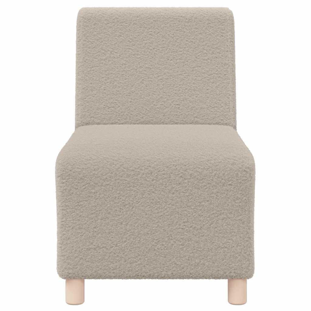 Poltrona sem braços 55 cm tecido encaracolado tipo lã cinzento-claro