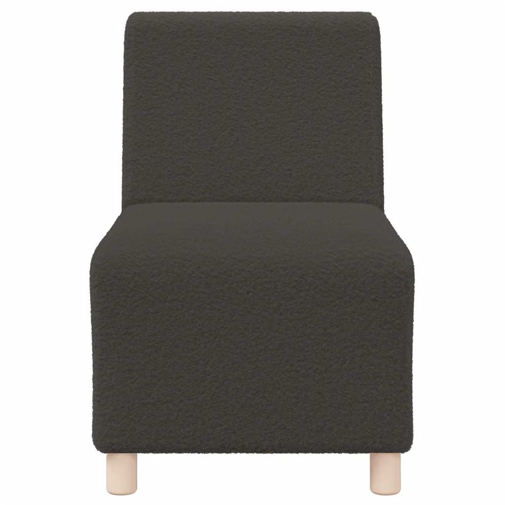 Poltrona sem braços 55 cm tecido encaracolado tipo lã cinzento-escuro