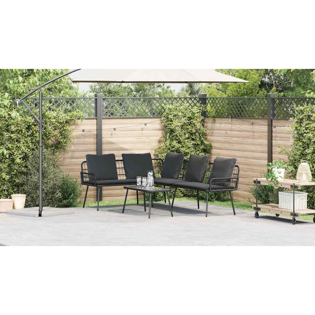 Conjunto de Sofá de Jardim 2 pcs Preto vime PE