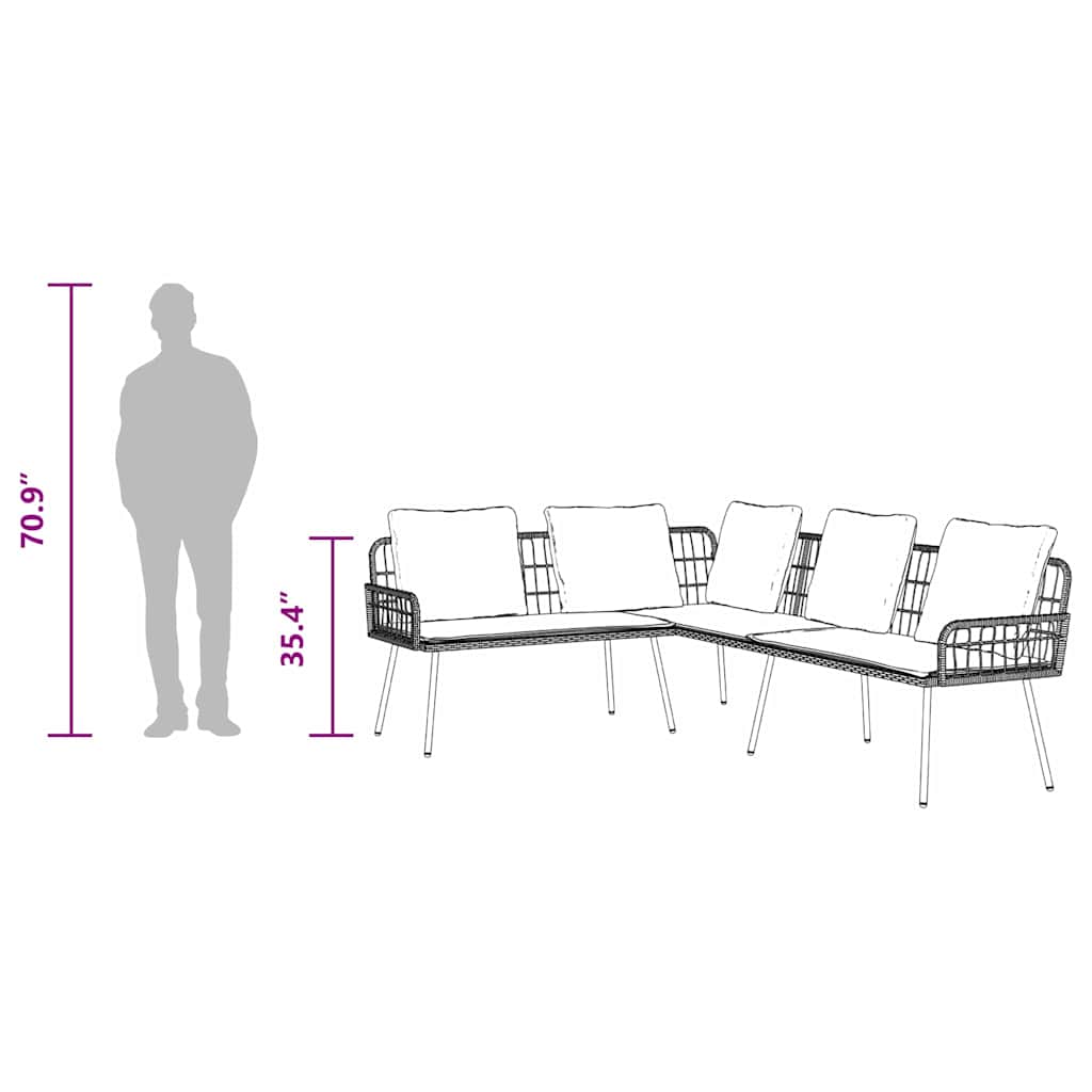 Conjunto de Sofá de Jardim 2 pcs Preto vime PE