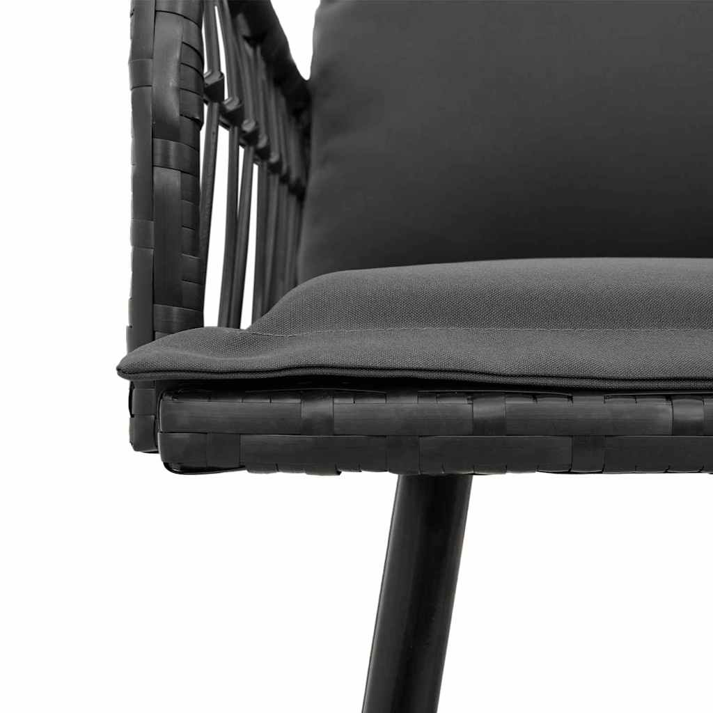 Conjunto de Sofá de Jardim 2 pcs Preto vime PE