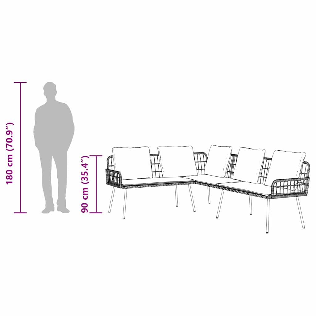 Conjunto de Sofá de Jardim 2 pcs Preto vime PE