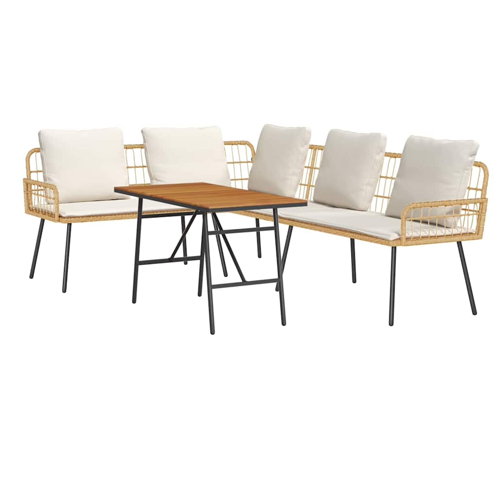 Conjunto de Sofá de Jardim 2 pcs Natural vime PE