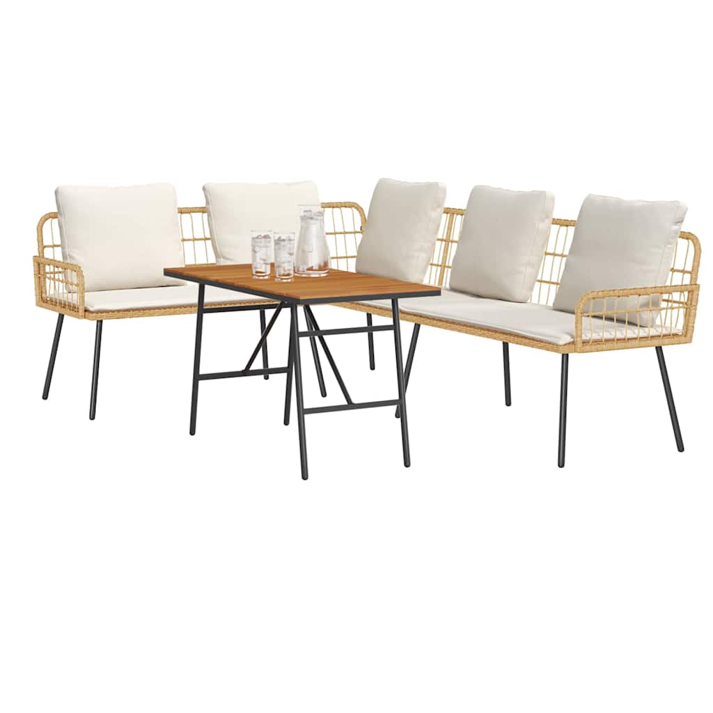 Conjunto de Sofá de Jardim 2 pcs Natural vime PE