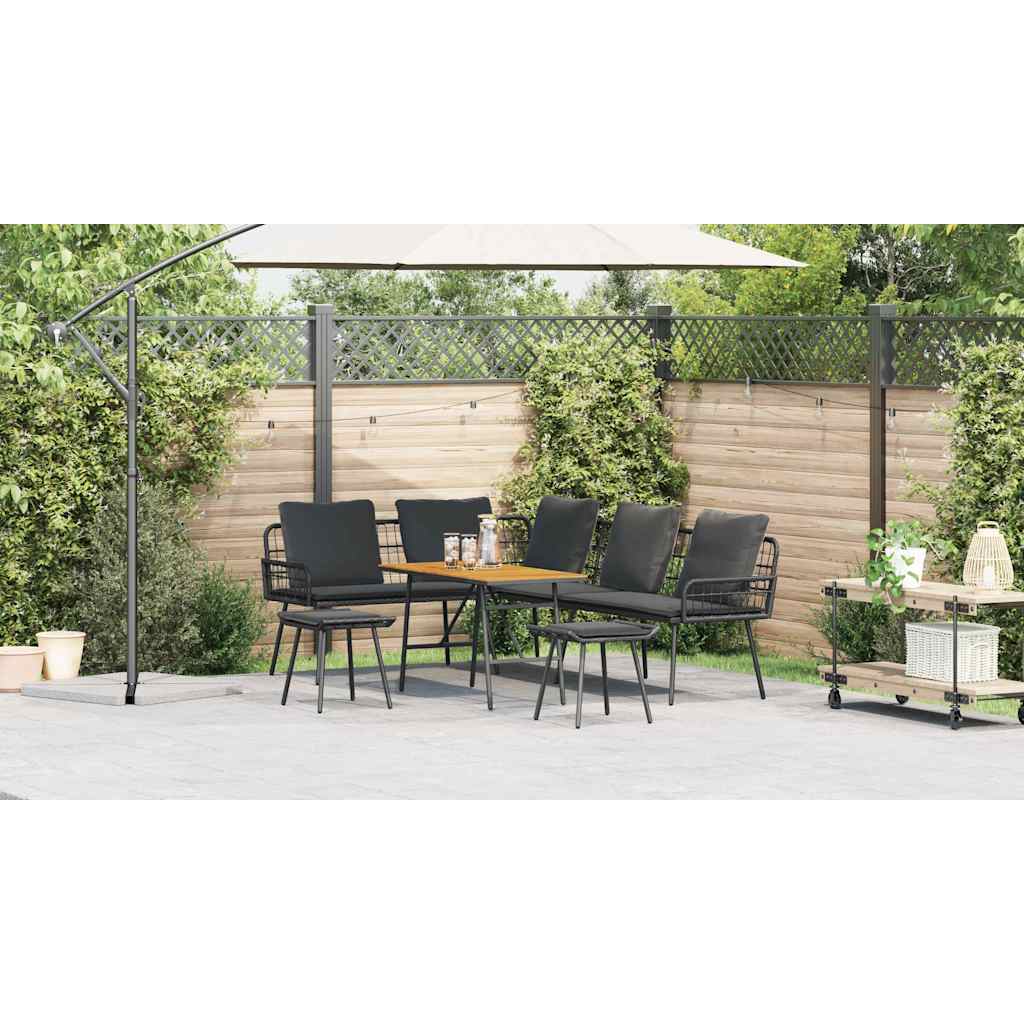 Conjunto de Sofá de Jardim 4 pcs Preto vime PE
