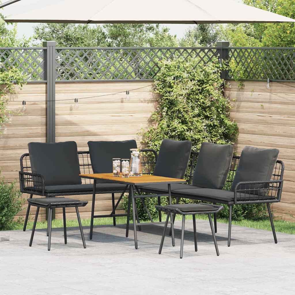 Conjunto de Sofá de Jardim 4 pcs Preto vime PE
