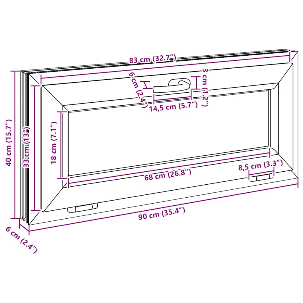 Janela de porão RISOR 90x40 cm basculante 2 vidros branco