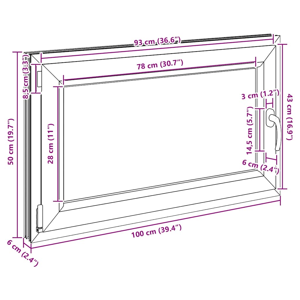 Janela de porão "RISOR" 100x50 cm oscilobatente DIN esquerda antracite