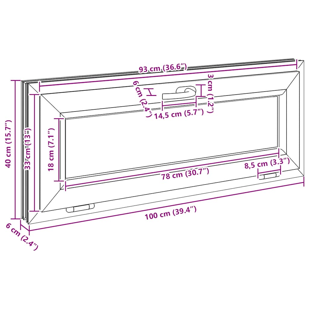 Janela de porão RISOR 100x40 cm basculante 3 vidros antracite