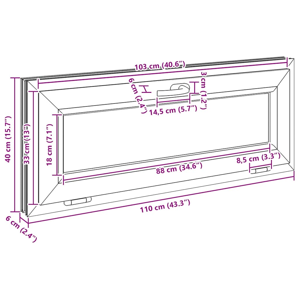 Janela de porão RISOR 110x40 cm basculante 3 vidros antracite