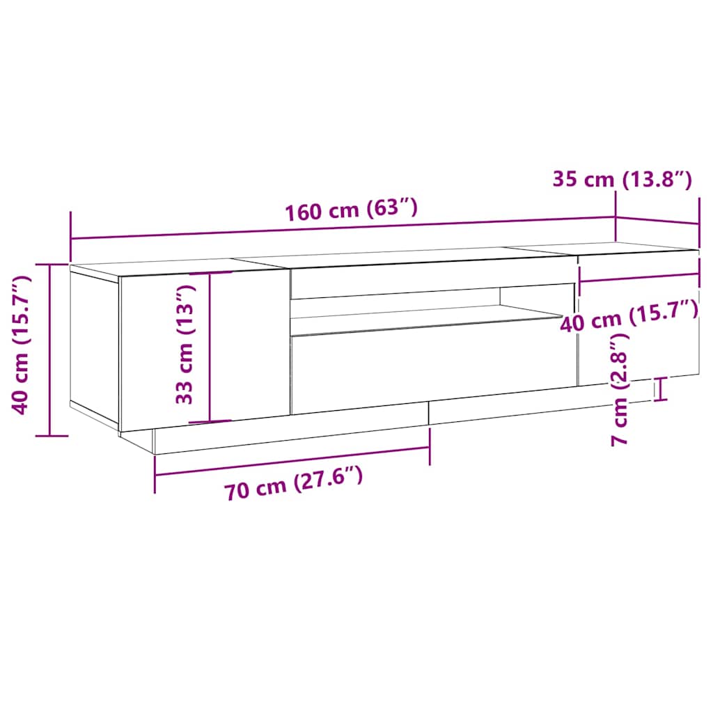 Gabinete para TV Preto 160 x 35 x 40 cm Madeira processada