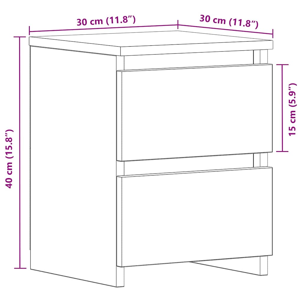 Armário de Cabeceira com gaveta Carvalho preto 30 x 30 x 40 cm