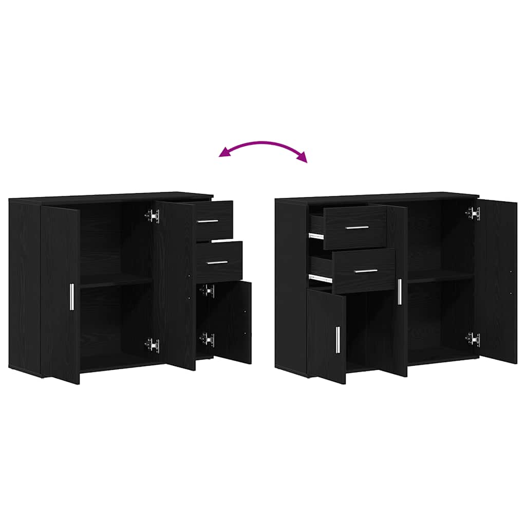 Aparador Carvalho Preto 91x29,5x75 cm Madeira Engenheirada