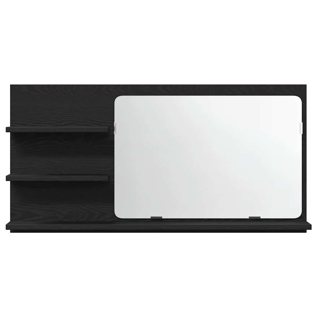 Armário com espelho para banheiro carvalho preto 90x11x45 cm madeira projetada