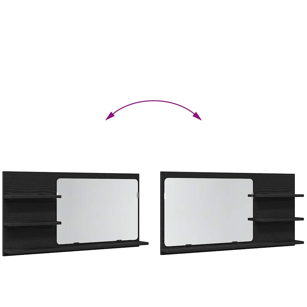 Armário com espelho para banheiro carvalho preto 90x11x45 cm madeira projetada