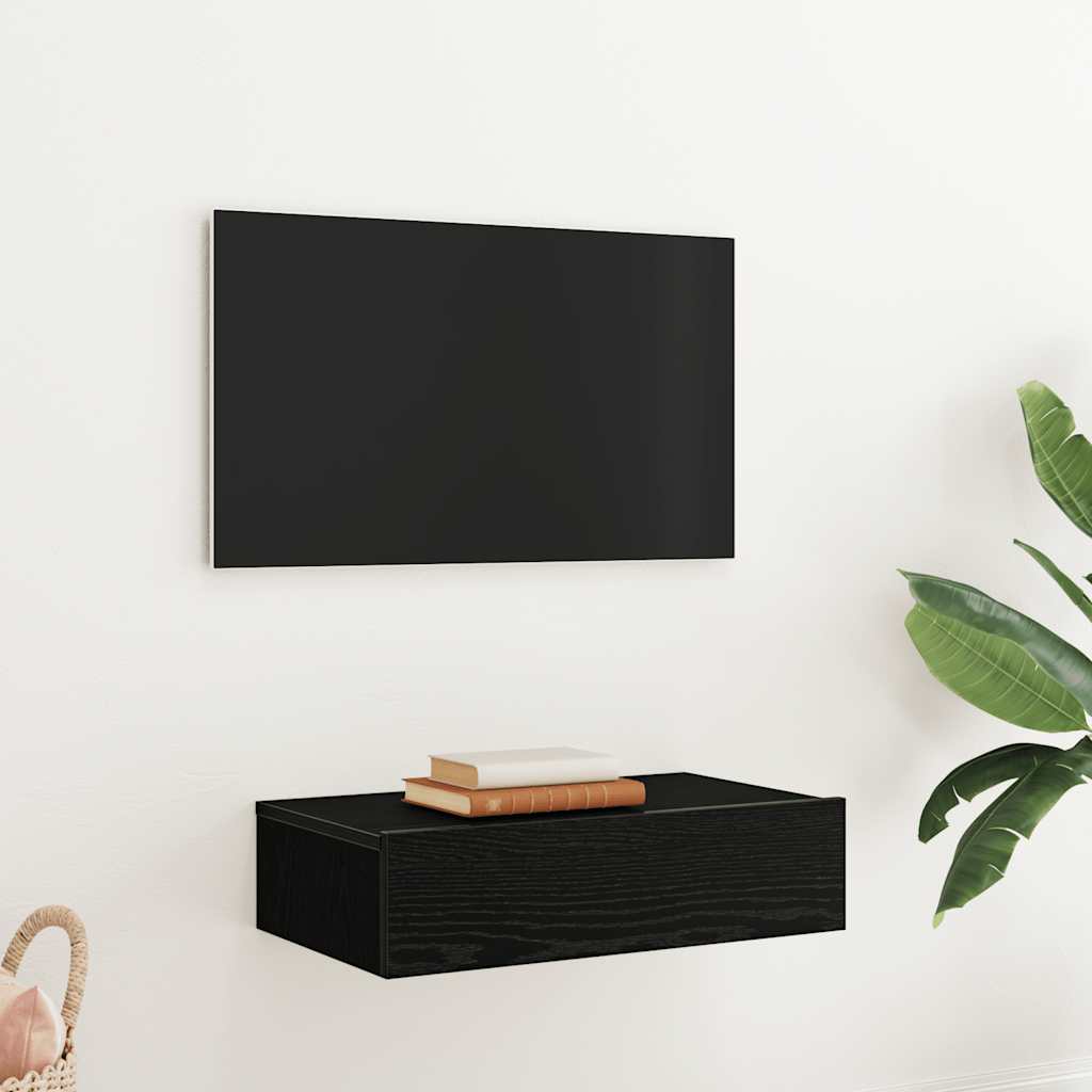 Móvel de TV com luzes LED carvalho preto 60x35x15,5 cm