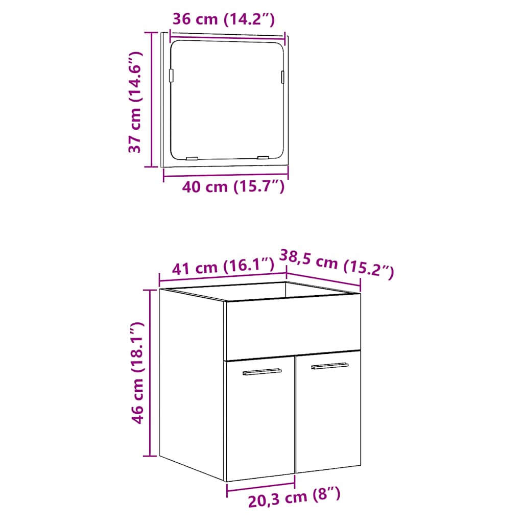 2 pcs móveis de casa de banho deriv. madeira carvalho artisiano