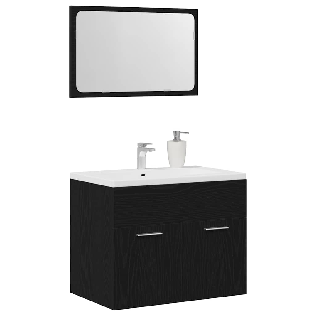2 pcs conjunto móveis casa de banho carvalho preto