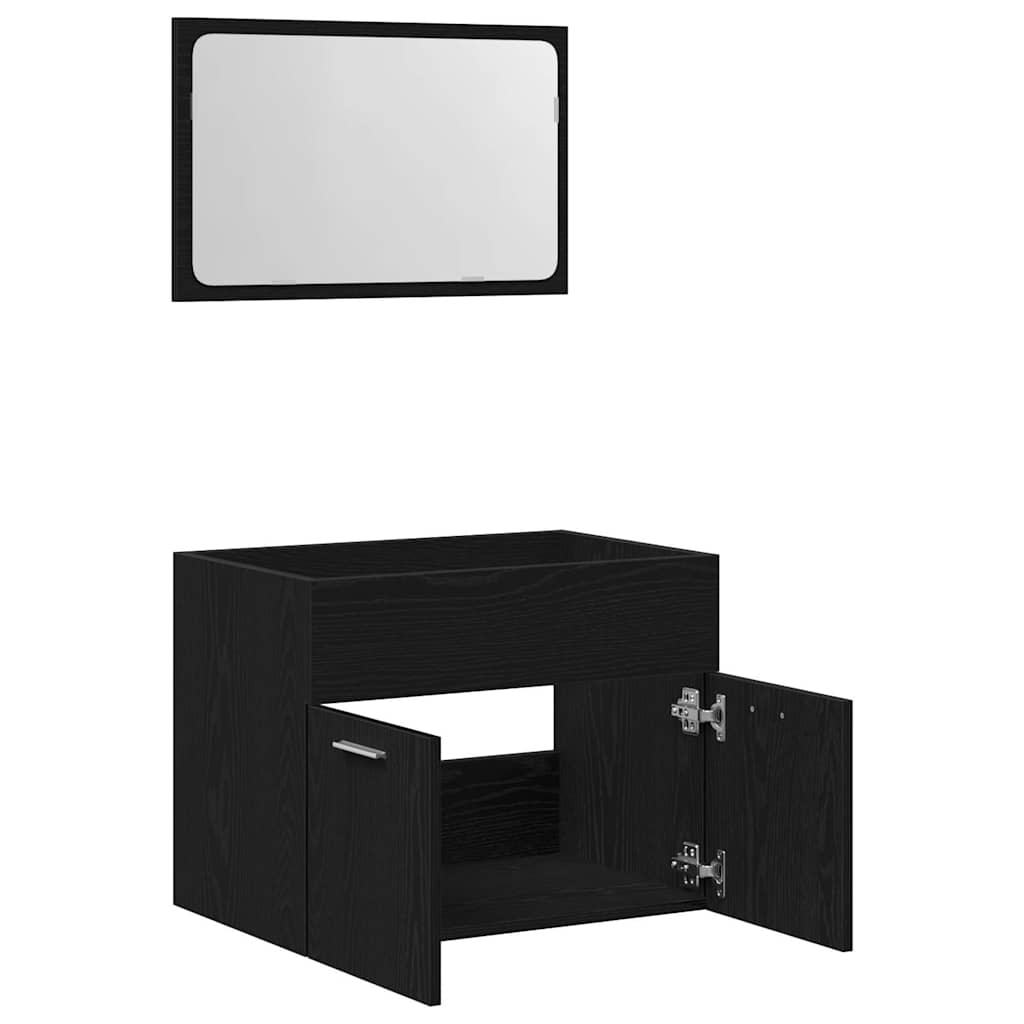 2 pcs conjunto móveis casa de banho carvalho preto