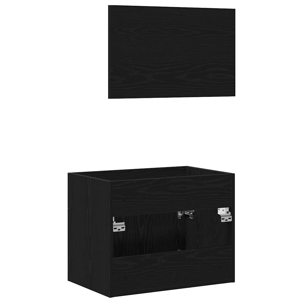 2 pcs conjunto móveis casa de banho carvalho preto