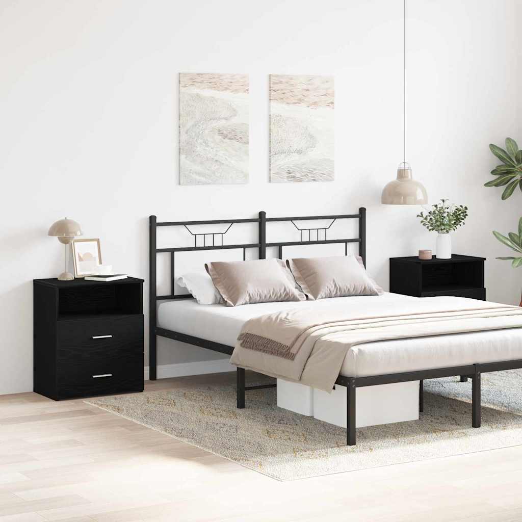 Criado-mudo com gaveta 2 pcs Carvalho preto 50 x 32 x 60cm