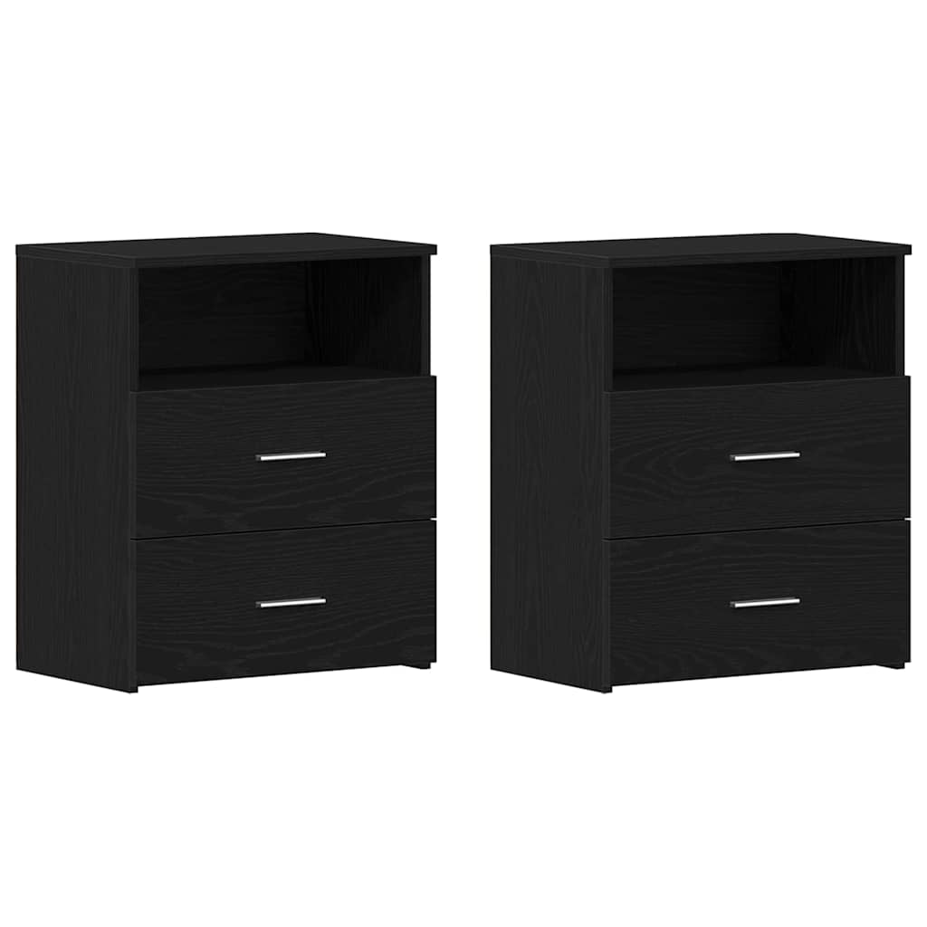 Criado-mudo com gaveta 2 pcs Carvalho preto 50 x 32 x 60cm