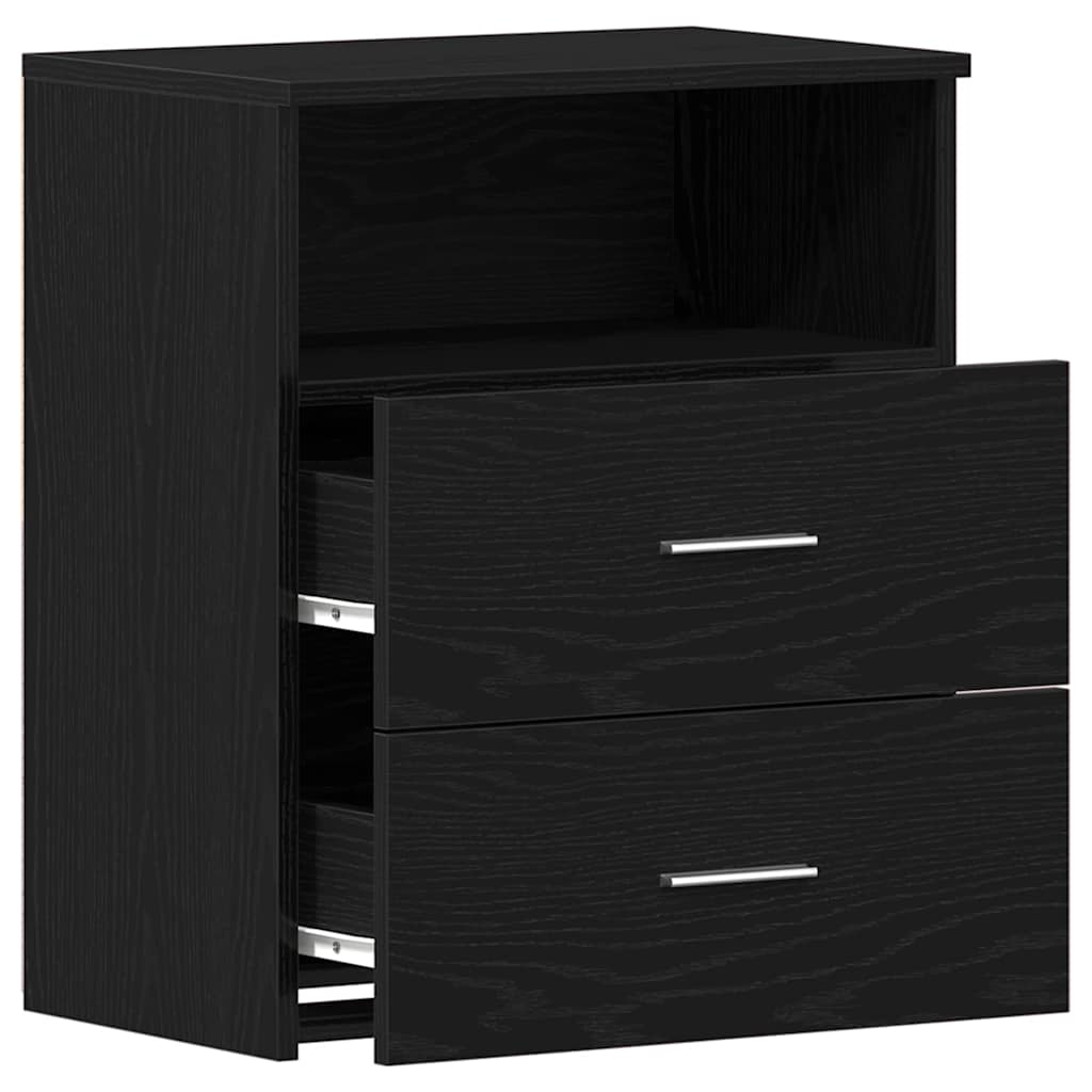 Criado-mudo com gaveta 2 pcs Carvalho preto 50 x 32 x 60cm