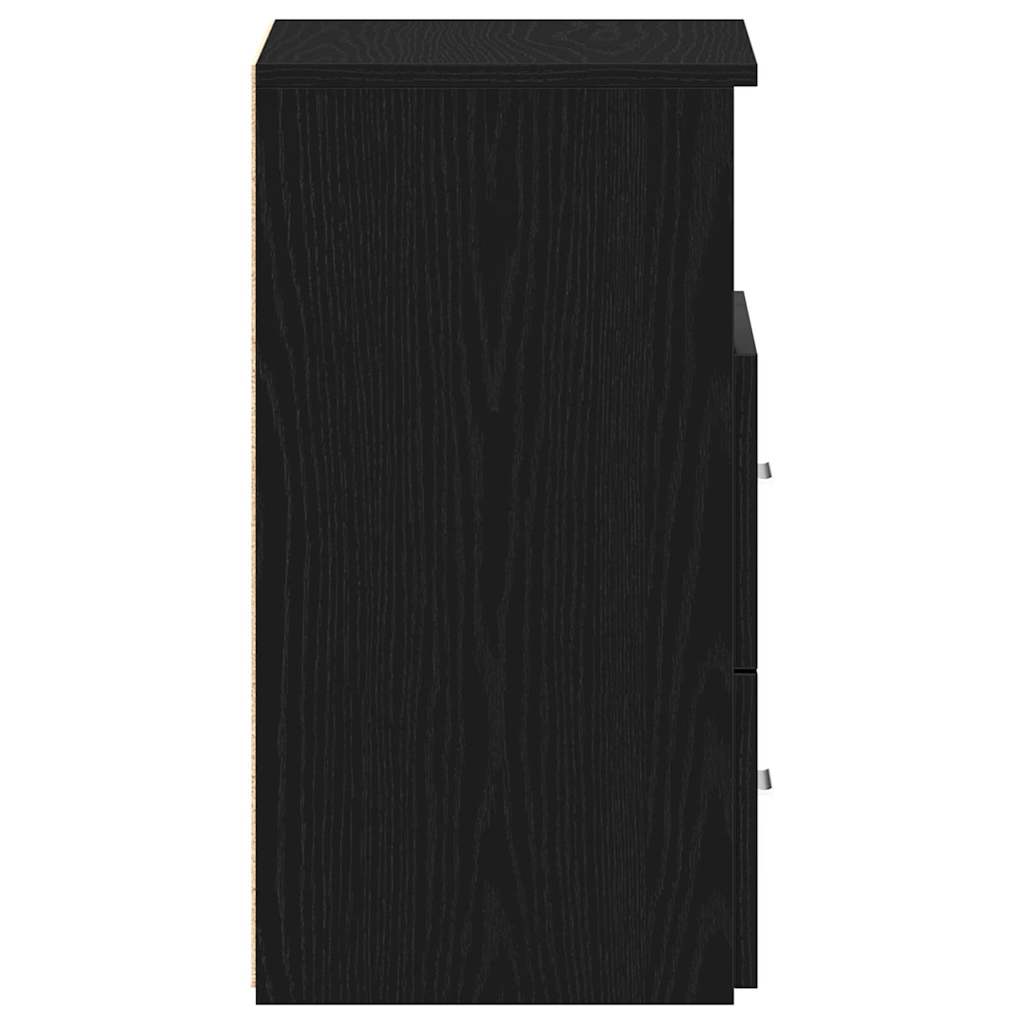 Criado-mudo com gaveta 2 pcs Carvalho preto 50 x 32 x 60cm