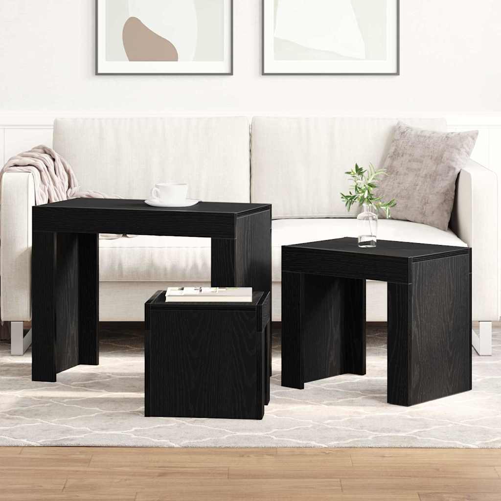 Mesa de Ninho 3 pcs Carvalho preto 61 x 30 x 50 cm