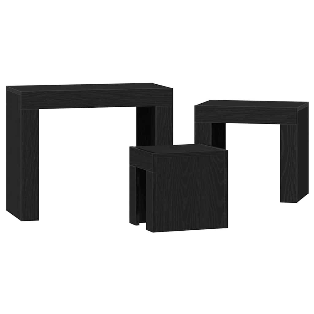 Mesa de Ninho 3 pcs Carvalho preto 61 x 30 x 50 cm
