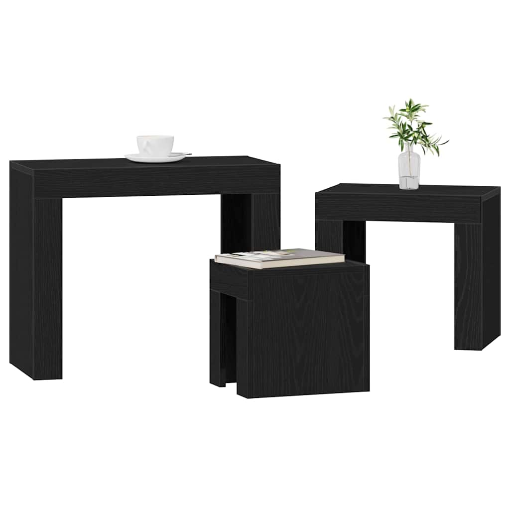 Mesa de Ninho 3 pcs Carvalho preto 61 x 30 x 50 cm