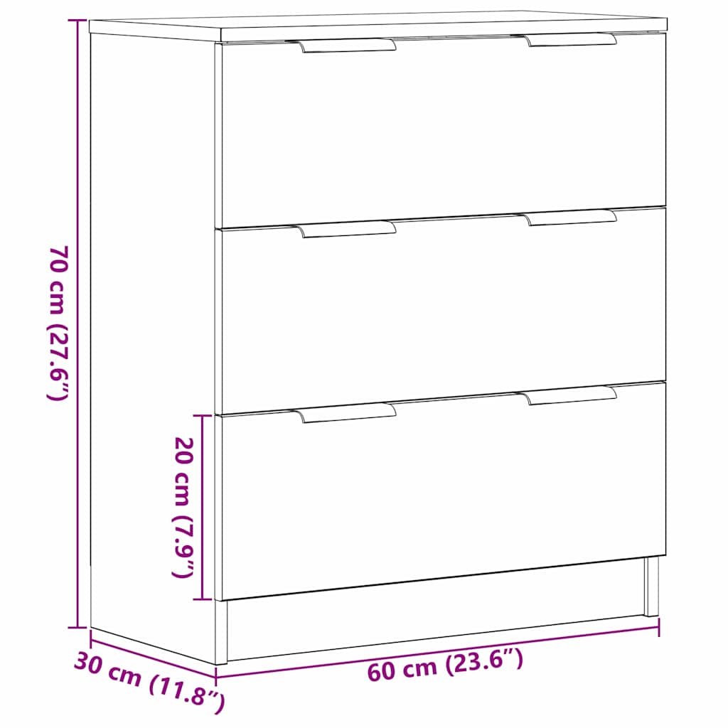 Buffet com gaveta Preto 60 x 30 x 70 cm Madeira processada