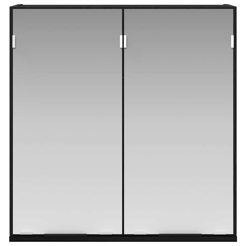 Armário de casa de banho com espelho com porta Carvalho preto