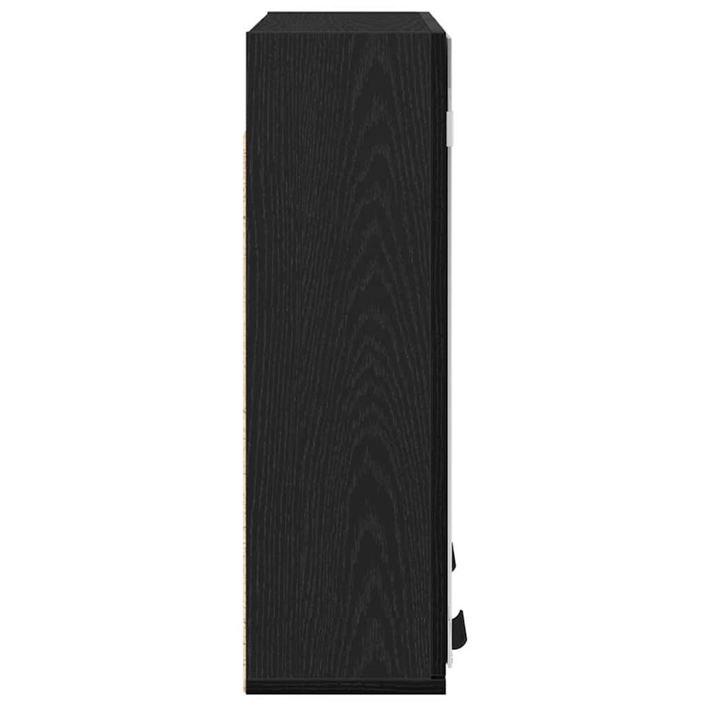 Armário de casa de banho com espelho com porta Carvalho preto