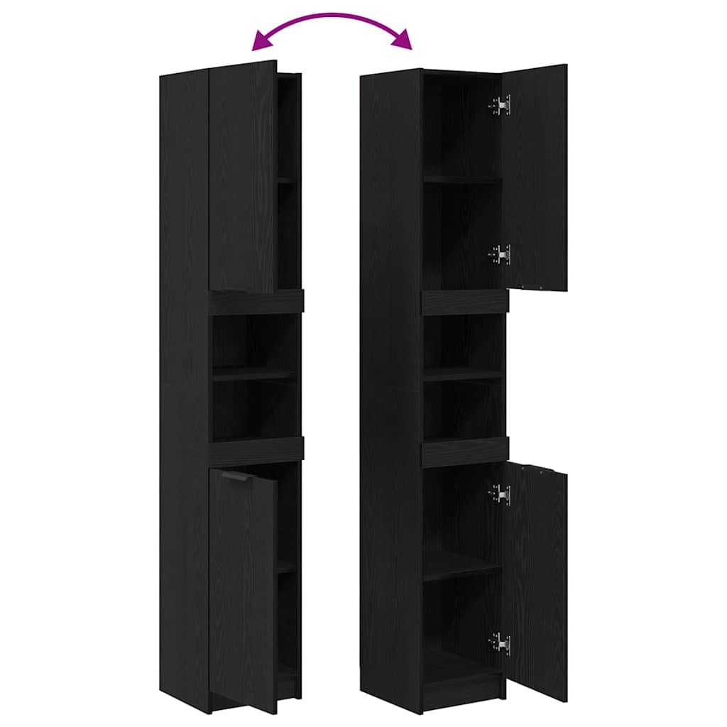 Armário de Banheiro com porta Carvalho preto 61 x 61 x 188,5 cm