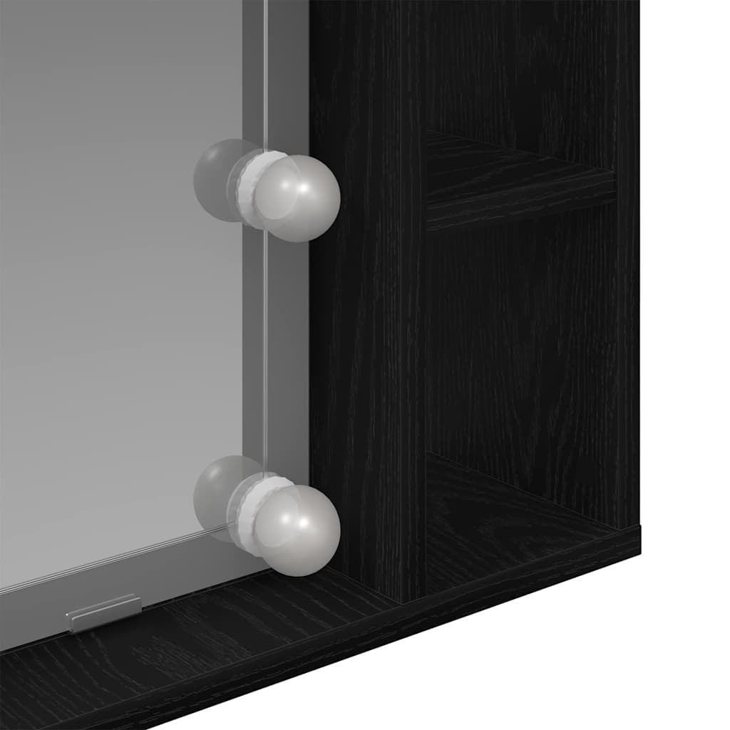 Armário de Espelho com espelho Carvalho preto 76 x 15 x 55 cm