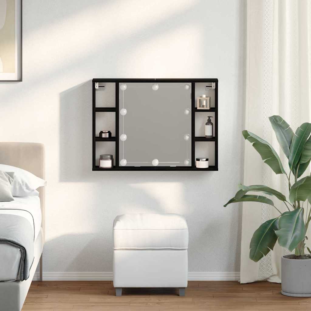 Armário de Espelho com espelho Carvalho preto 76 x 15 x 55 cm