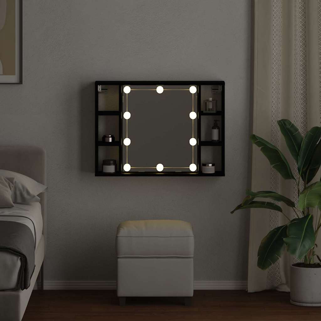 Armário de Espelho com espelho Carvalho preto 76 x 15 x 55 cm