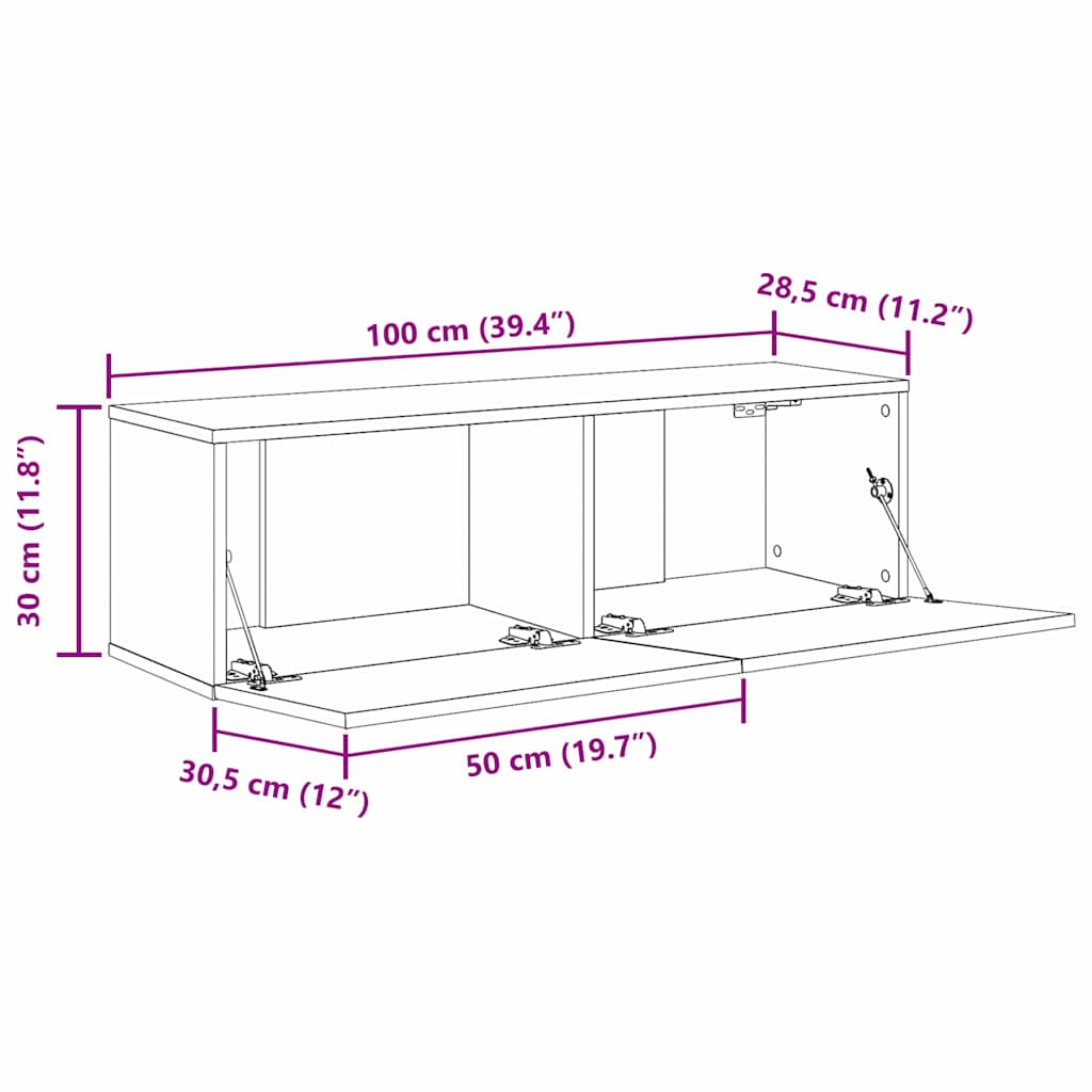 Gabinete para TV 2 pcs Preto 100 x 30 x 30 cm