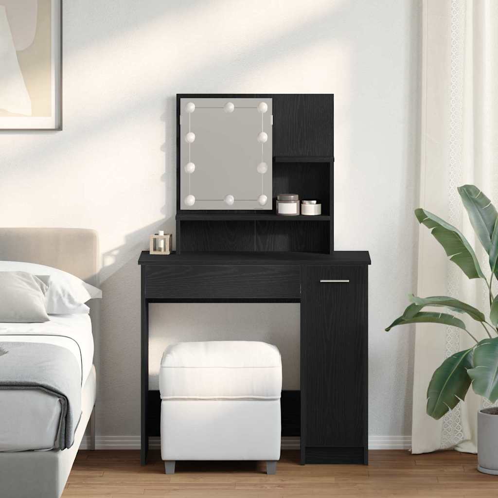 Mesa de vestir com gaveta Carvalho preto 86.5 x 35 x 136 cm