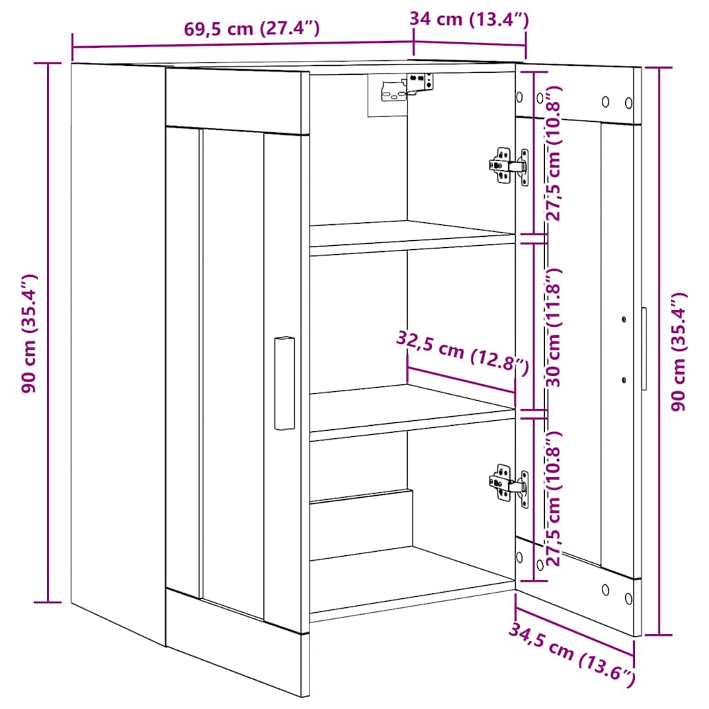 Armário de Parede Preto madeira