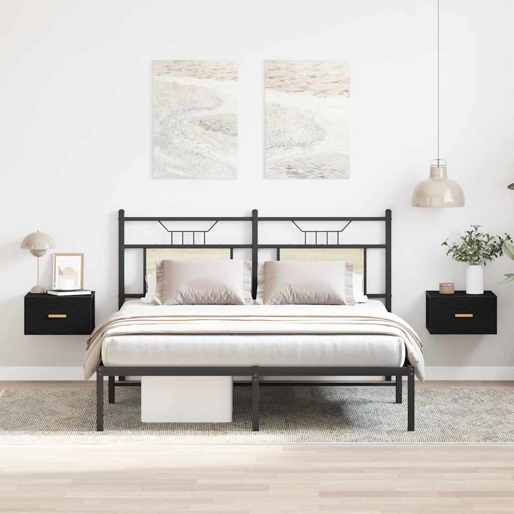Armário de Cama Montado na Parede 2 pcs Carvalho preto
